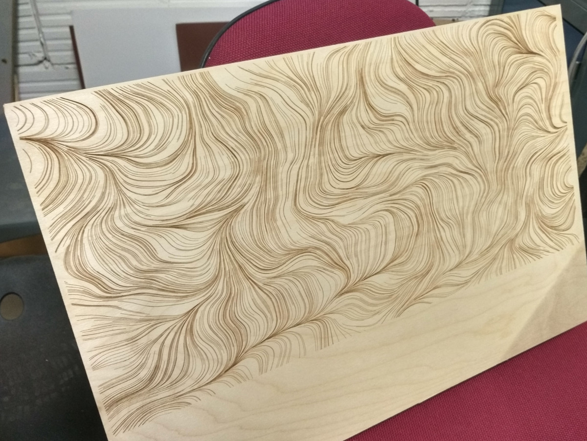 The engraved texture before cutting.